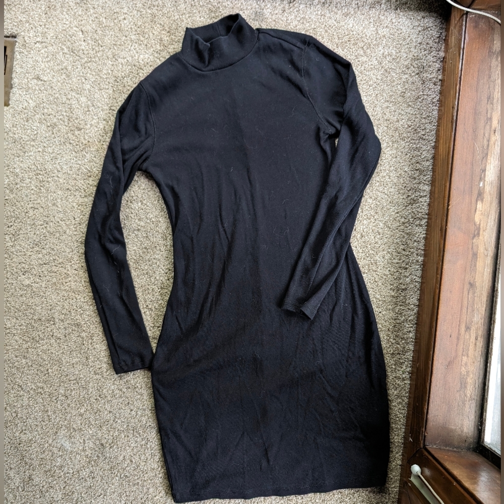 OLD NAVY xs long sleeve ribbed black mock neck dress